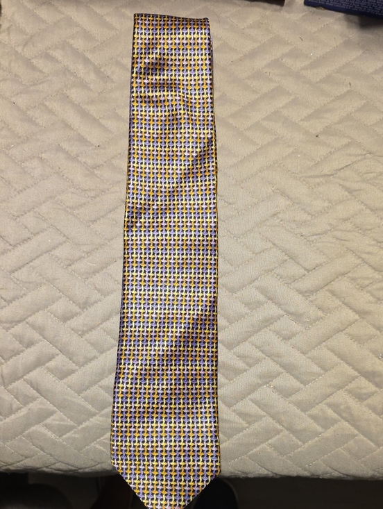 tino cosma Other - Yellow and Purple Geometric Silk Tie
